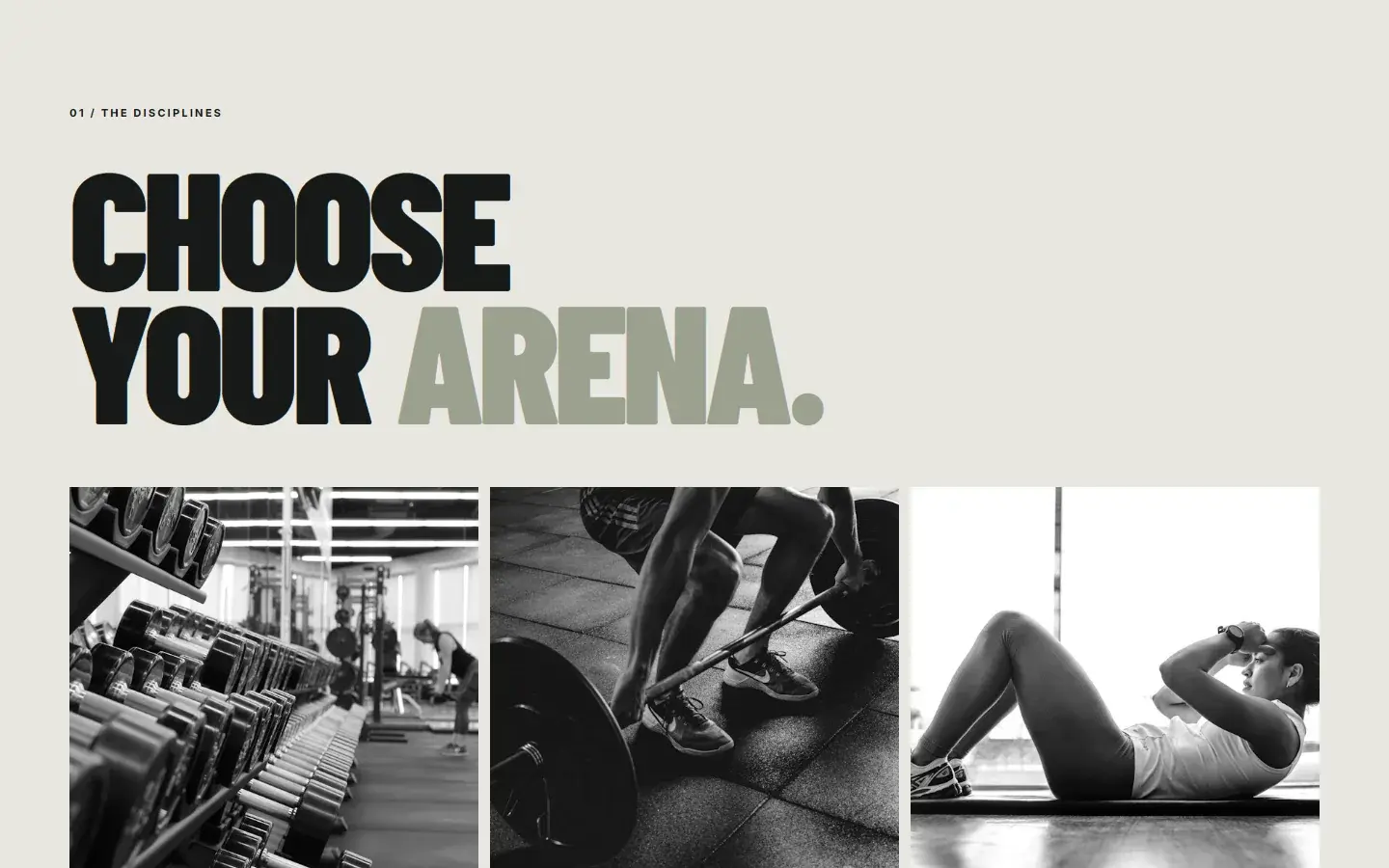 Athletic Dept. — the training disciplines