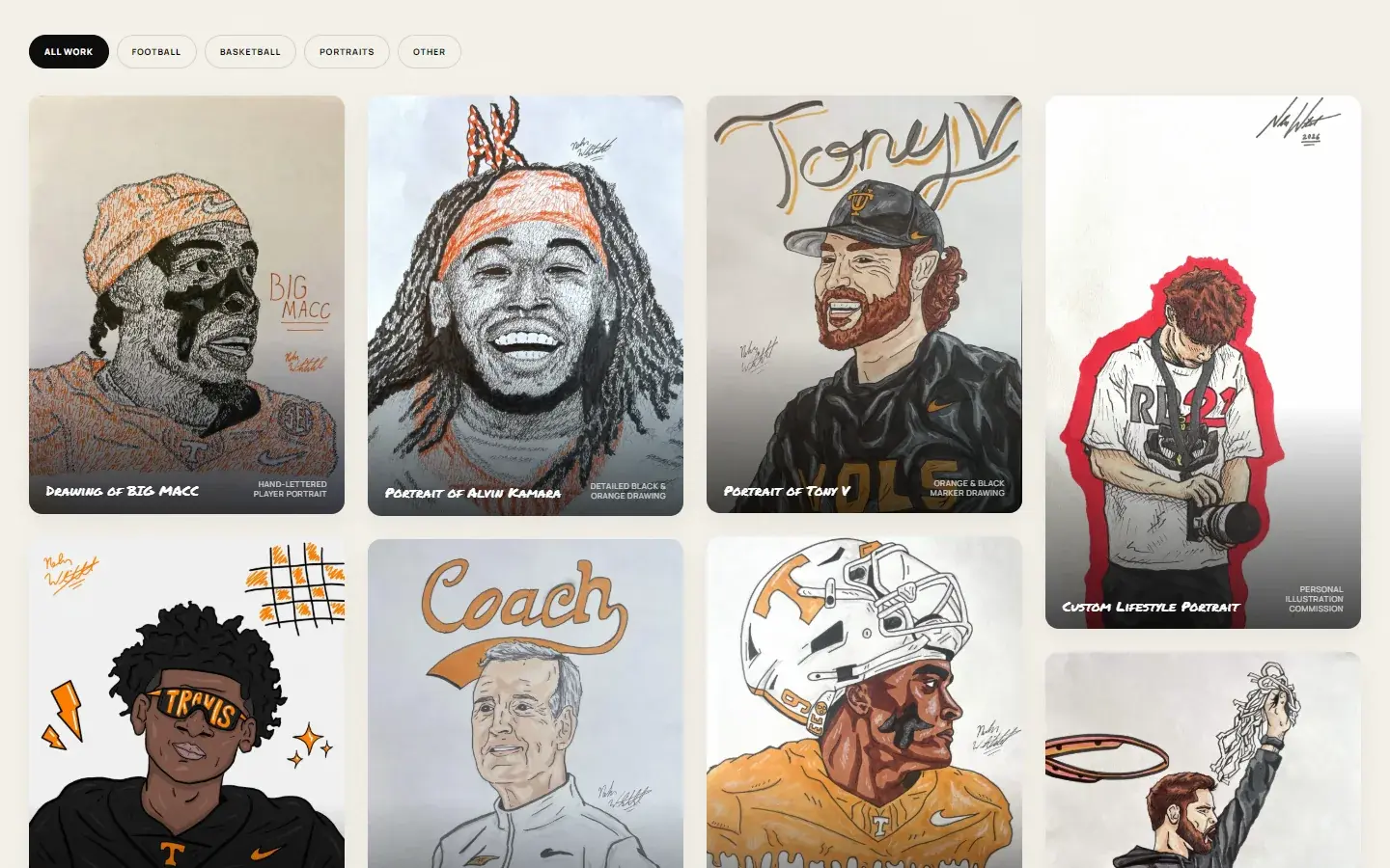 Nolan W Art — the portfolio of commissions with category filters