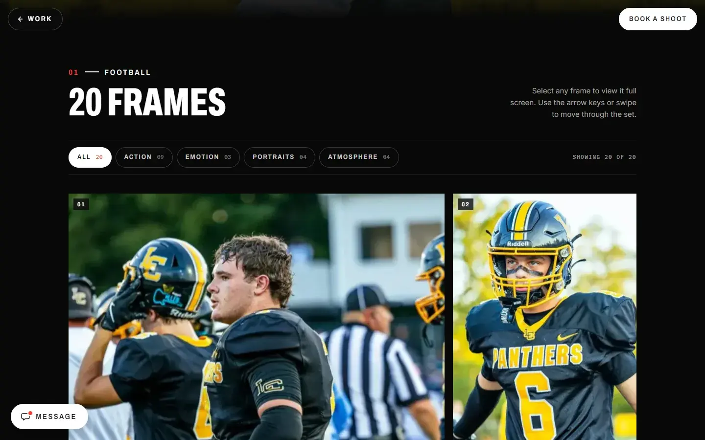 Qualls Dickerson Photography — the football gallery with its filter bar